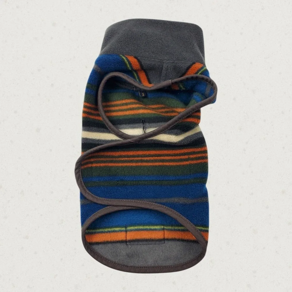 Pendleton Dog Coat XS Blue Striped Fleece Mock Neck Jacket Leash Hole